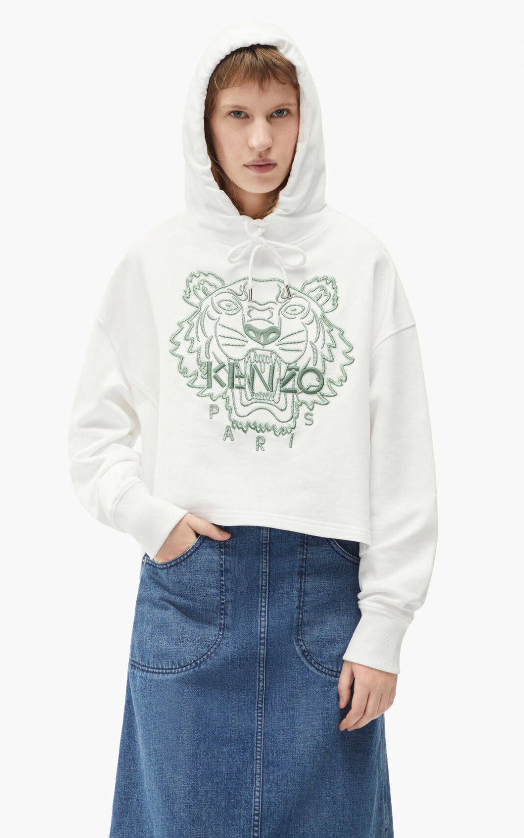 Moletom Kenzo Tiger boxy Feminino - Branco | 927JURBKA